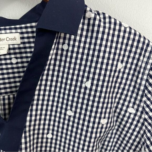 Coldwater Creek Blue White Checkered Picnic Tunic Shirt Size Large - Picture 5 of 14